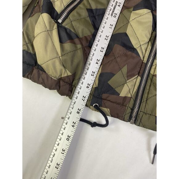 Kendall & Kylie Bomber Jacket Women's Size Small Green Camo Quilted Longline - Picture 4 of 10